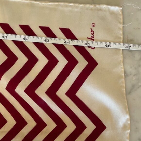 ECHO Cream Red Herringbone Oblong Vintage Scarf - Picture 12 of 12